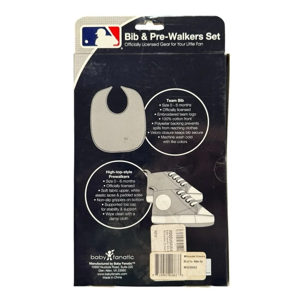 MLB Milwaukee Brewers Baby Gift Set Starting Lineup - Bib Pre-walker Shoes NWT